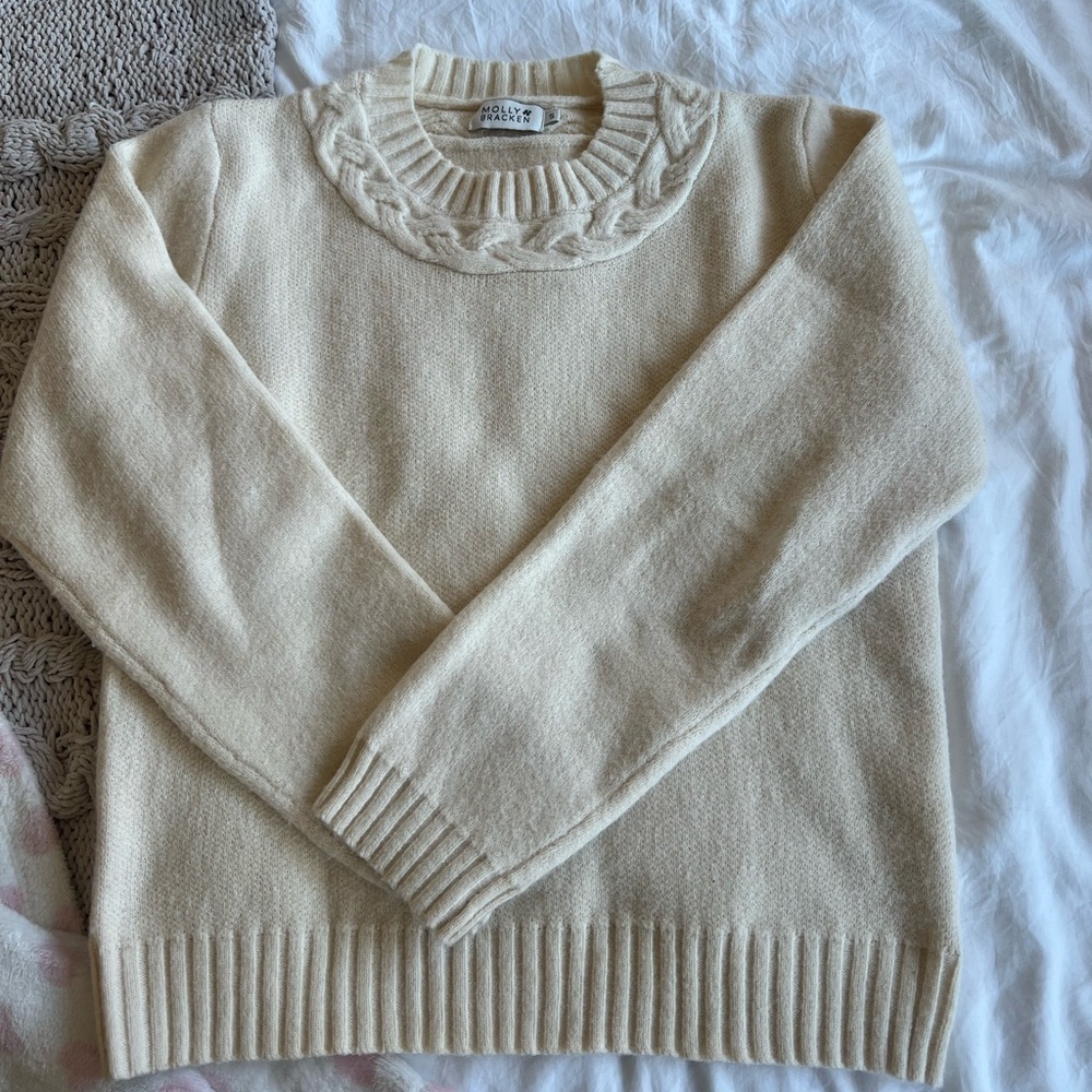 Molly Bracken Cable Knit Collar Sweater